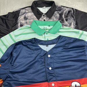Boombah Men's Polo Shirt Jersey 2XL Lot Golf Striped Baseball Bowling Black